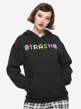 JP By Jessie Paege Black Hoodie TRASH Pixel Art Alt Grunge Gothic Style Size S